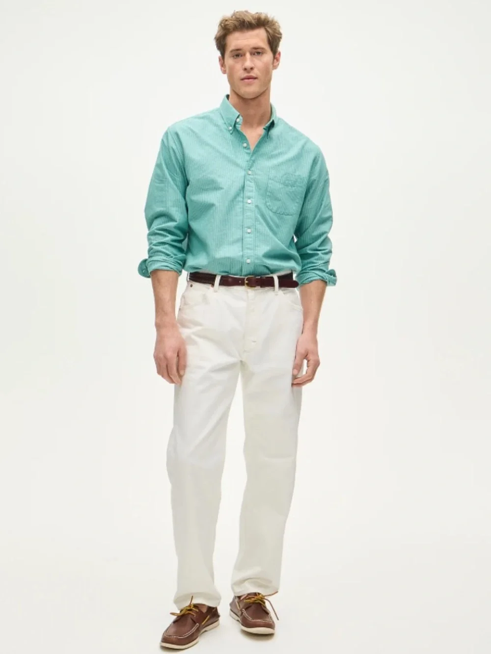 J crew Garment-dyed Classic oxford shirt aqua